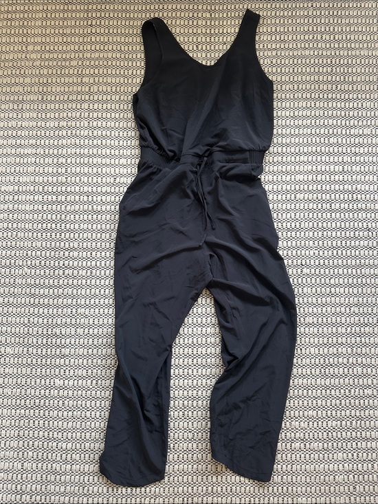 all in motion Pants - Lightweight stretch Sleeveless Black Jumpsuit with Waist Tie